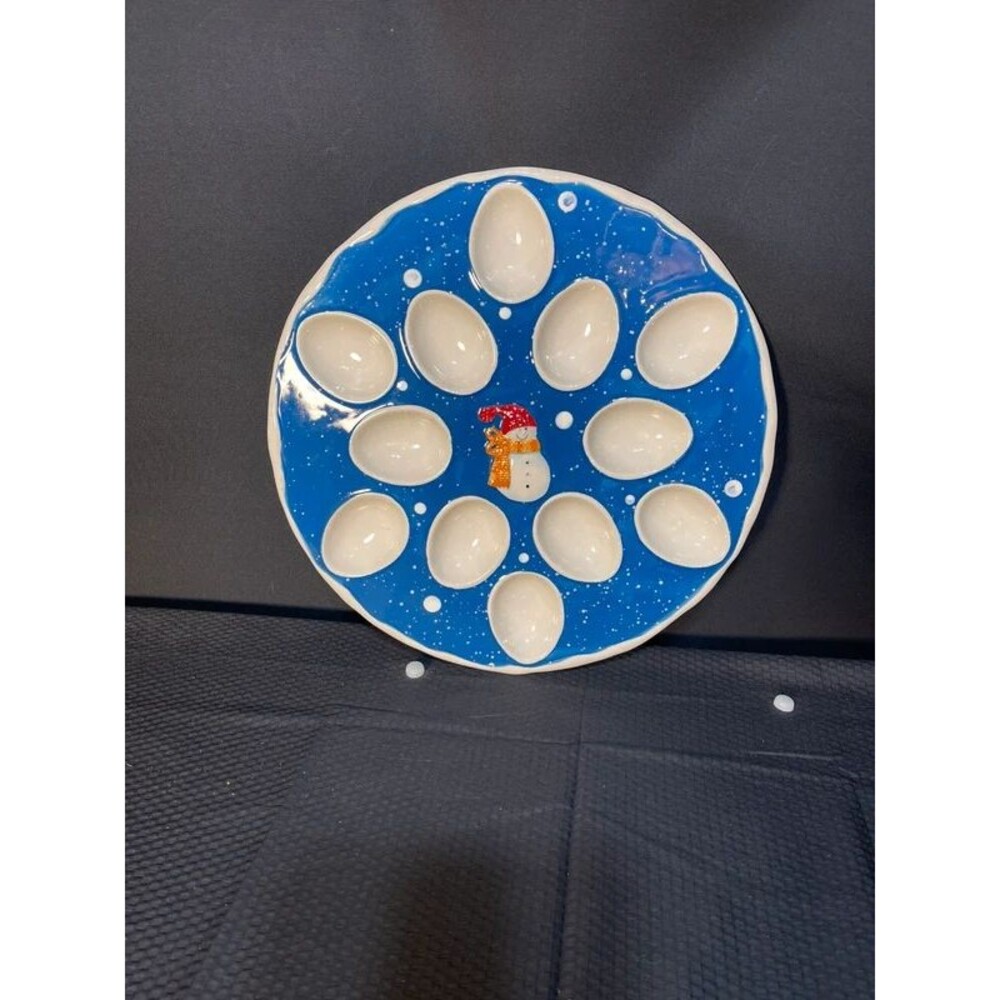 Christmas Egg Plate Snowman